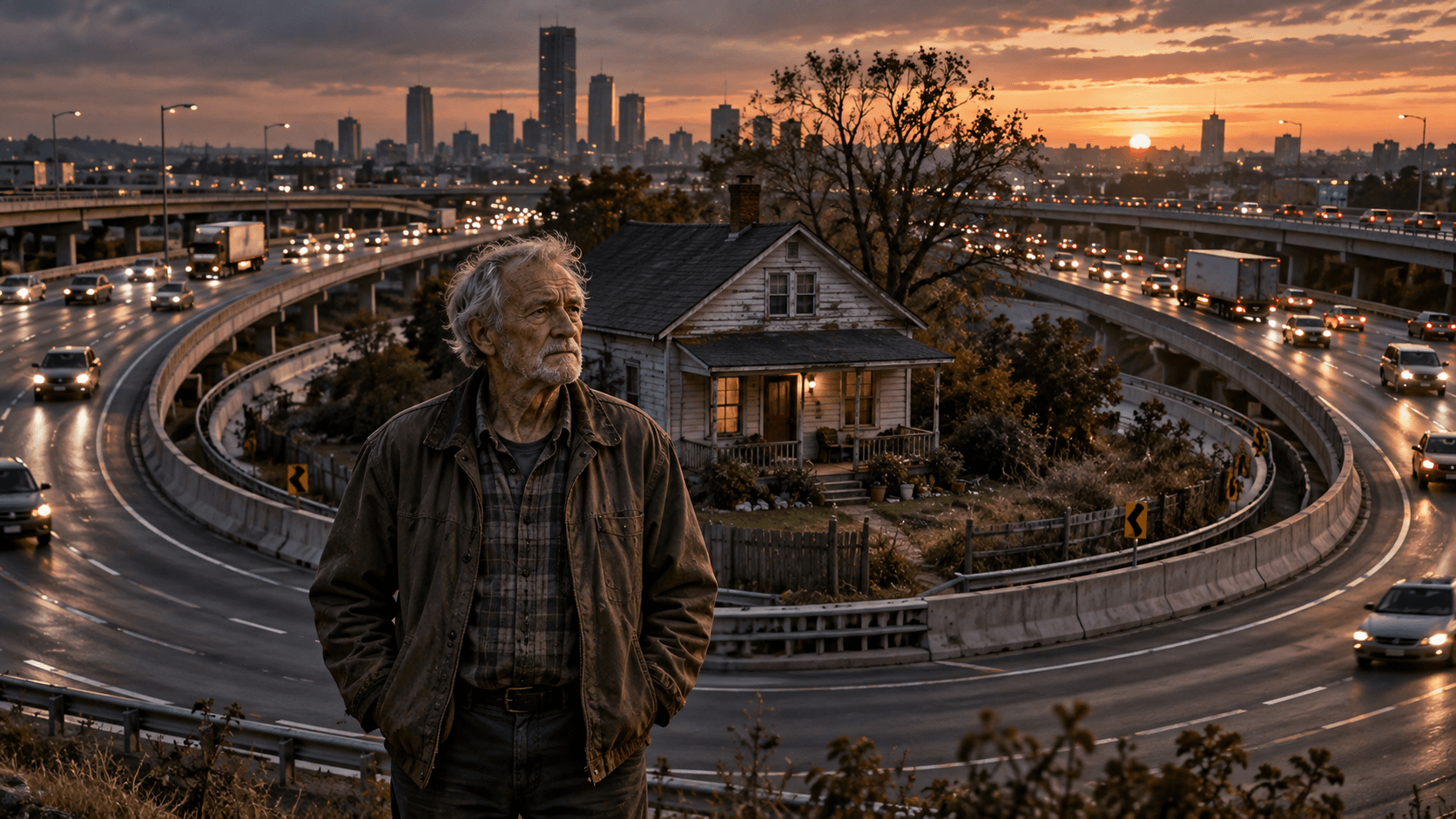 Jack Se Negó a Vender la Casa Donde Había Vivido Durante 55 Años y la Ciudad Construyó una Autopista a Su Alrededor — ¡Pero 6 Años Después Hizo Algo Que Dejó a Todos en Shock!